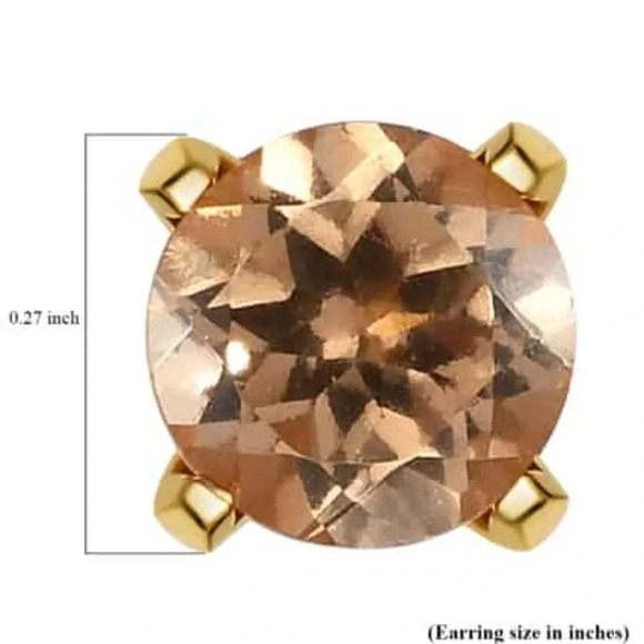 Imperial Garnet Solitaire Stud Earrings 14kt YG Vermeil - Picture 8 of 8